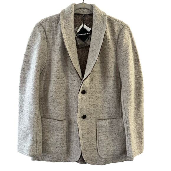 NWT Issey Miyake Men’s Blazer Wool Blend Gray Pockets Casual Preppy Minimalist - Picture 1 of 12